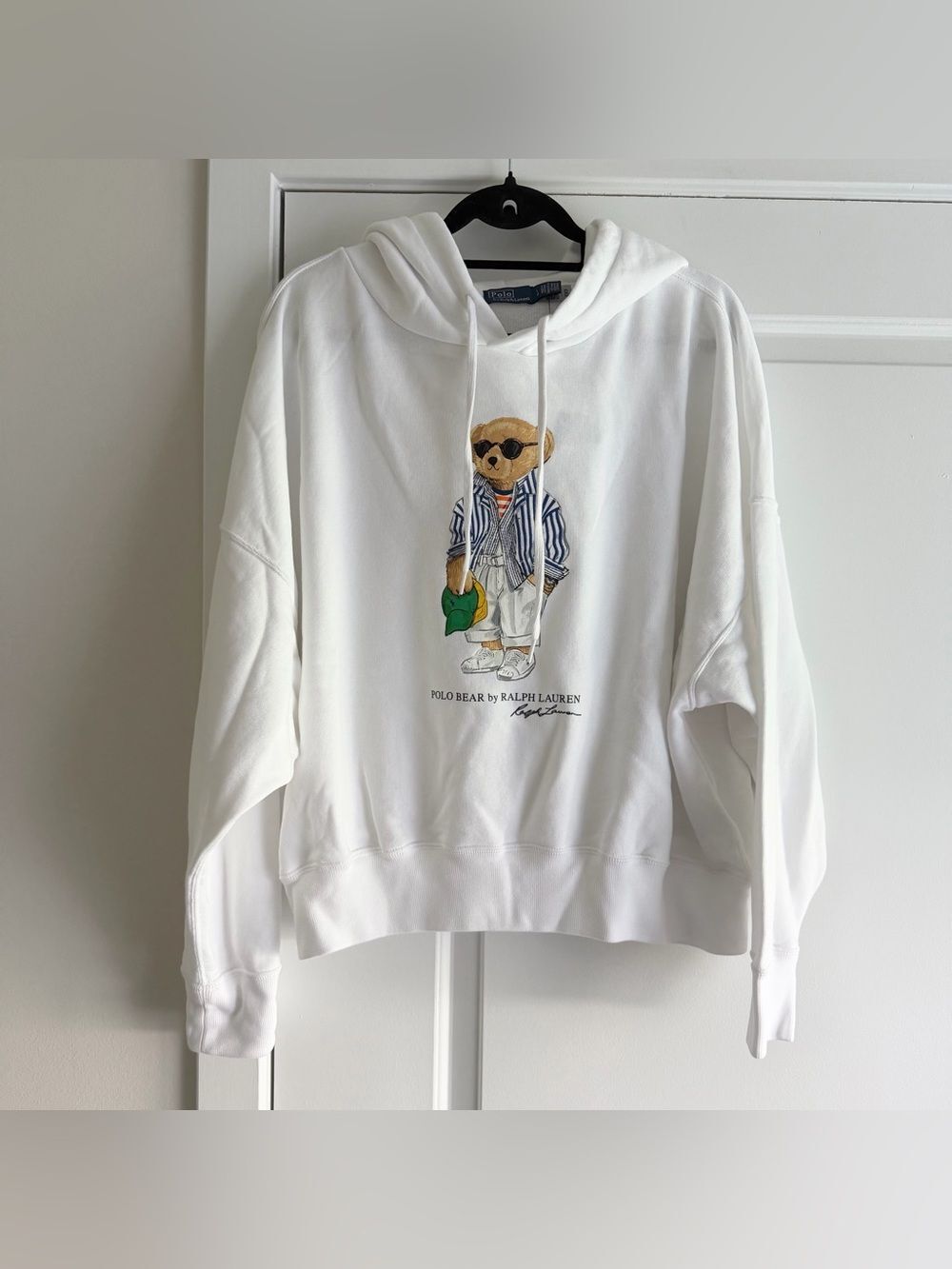 Polo Ralph Lauren White Bear Drop Shoulder Hoodie NWT - Women's Size Large